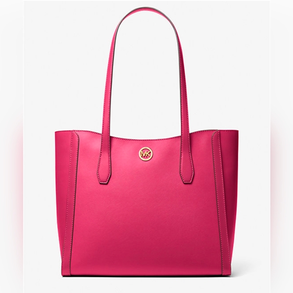 NWT MICHAEL KORS Leida Large Tote Bag Electric Pink - Picture 1 of 8